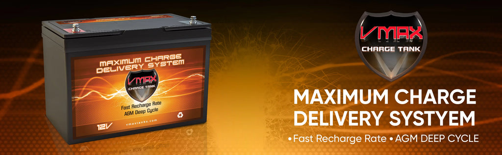 VMAX MR127-100 12V 100Ah AGM Deep Cycle Marine Battery for 12 Volt 45 Pound 45lb Thrust 12V Trolling Motors