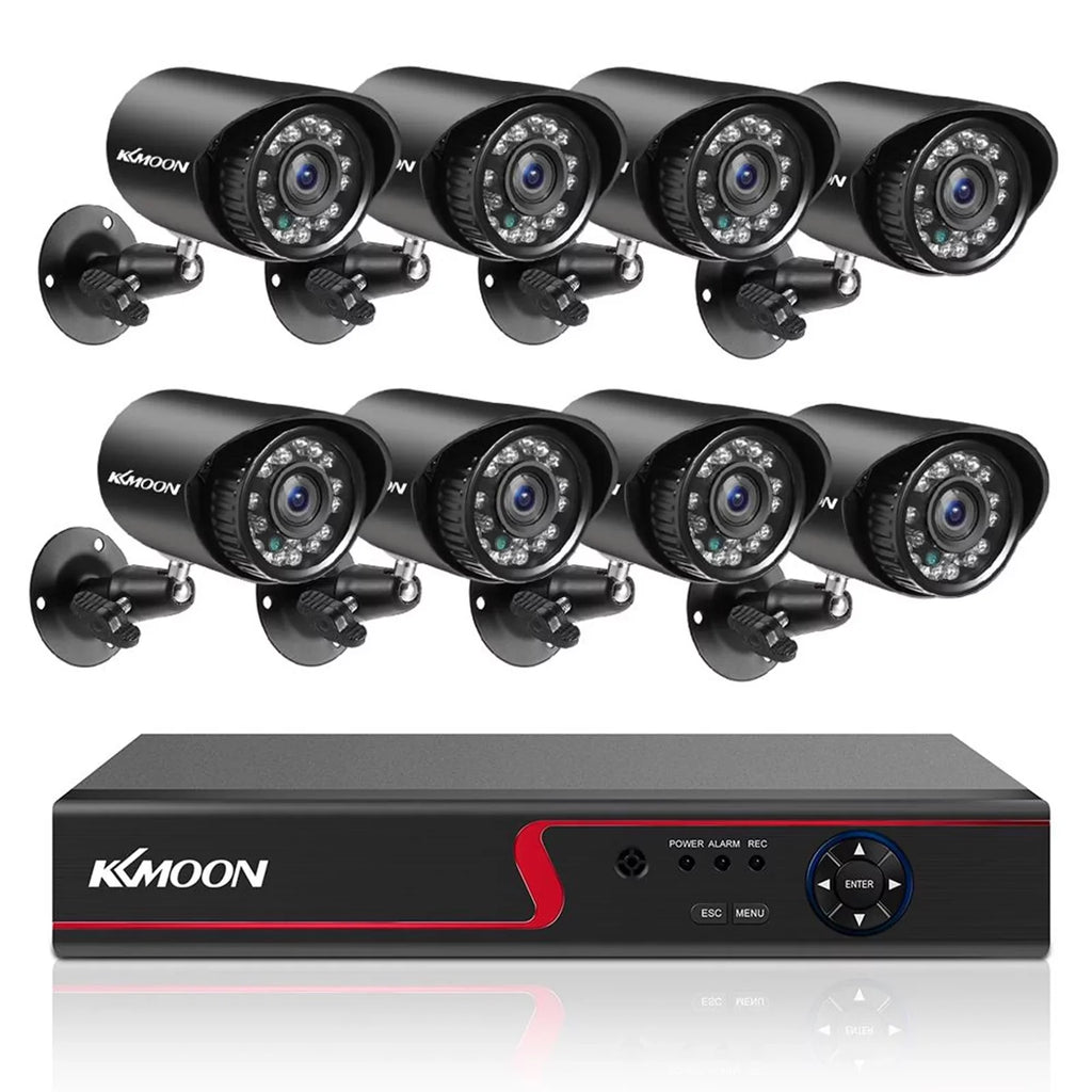 KKmoon DVR Video Recorder & 8 Cameras Set Recording System 16CH 1080P Full High Definition AHD/ IP/Analog/TVI/CVI/ DVR CCTV Digital Video Recorder DVR P2P Remote Phone Monitoring for Home