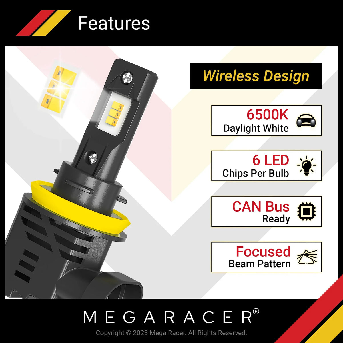 Mega Racer BMW 328d xDrive Wireless H11 H8 H9 H16 LED Headlight Bulbs 6500K Cool White 12V 50W 12000LM BMW 328d xDrive 2014 2015 2016 2017 2018 14 15 16 17 18 Fog Light Automotive Replacement