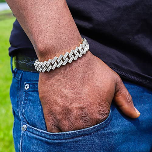 Charles Raymond Iced Out Mens Color on Blast Watch Single or Combo Sets with Blinged Out Bracelets Set. Iced Out Colourful Rainbow Flame Collection (ST10380-ZZ SLV)