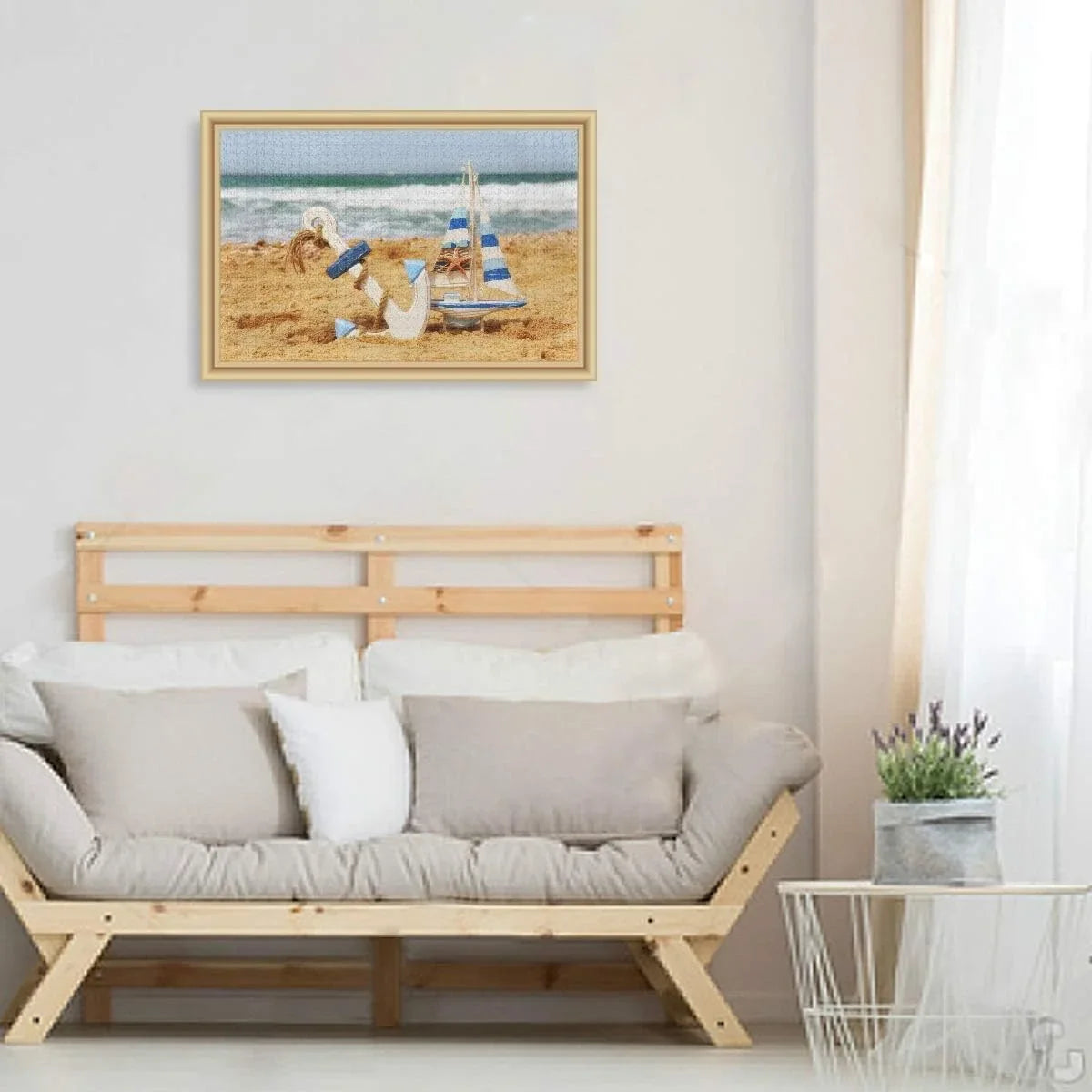 Wellsay Anchor Sailboat Starfish On Beach Sand Tropical Summer Sea and Ocean Horizon Jigsaw Puzzles 500 Pieces Puzzle for Adults Kids DIY Gift