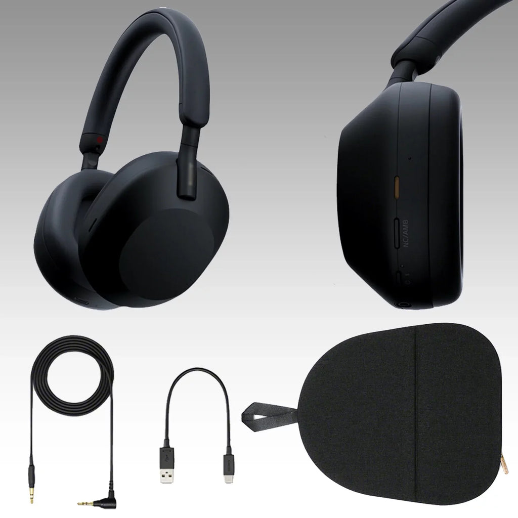 Ultimaxx Essential Sony WH-1000XM5 Noise-Canceling Wireless Over-Ear Headphones Bundle (Black) - Includes: Water-Resistant Gadget Backpack & More (7pc Bundle)