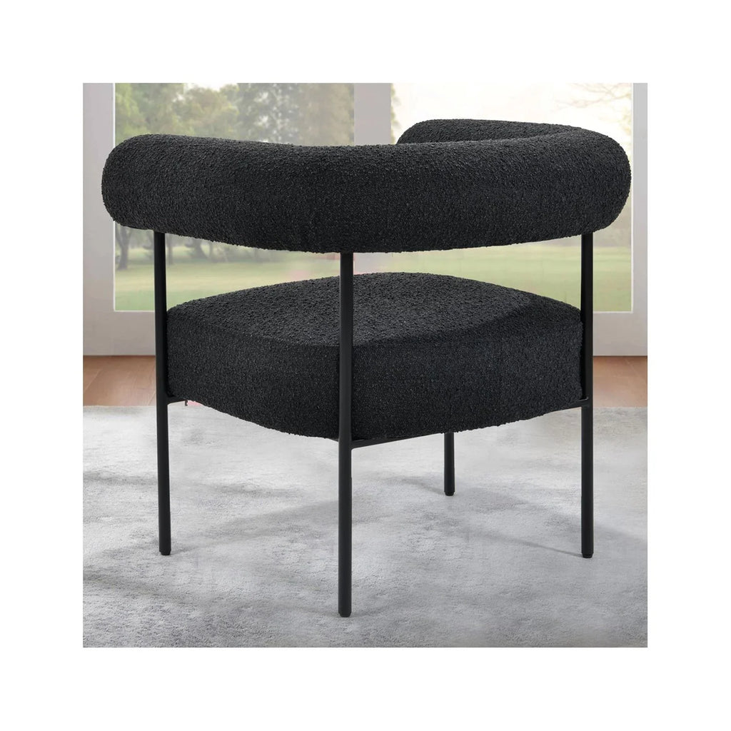 Palma Black Boucle Metal Arm Chair