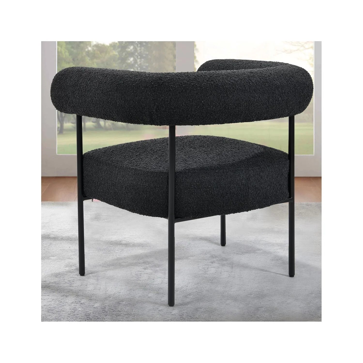 Palma Black Boucle Metal Arm Chair