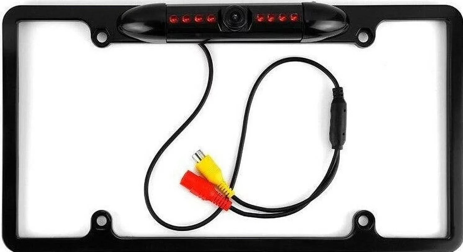 Absolute CAM2100B Black License PLatitudee Backup Camera Front Rear View Reverse Camera with 8 LED Night Vision 170 Degree Viewing Angle Waterproof Backup Camera for Cars