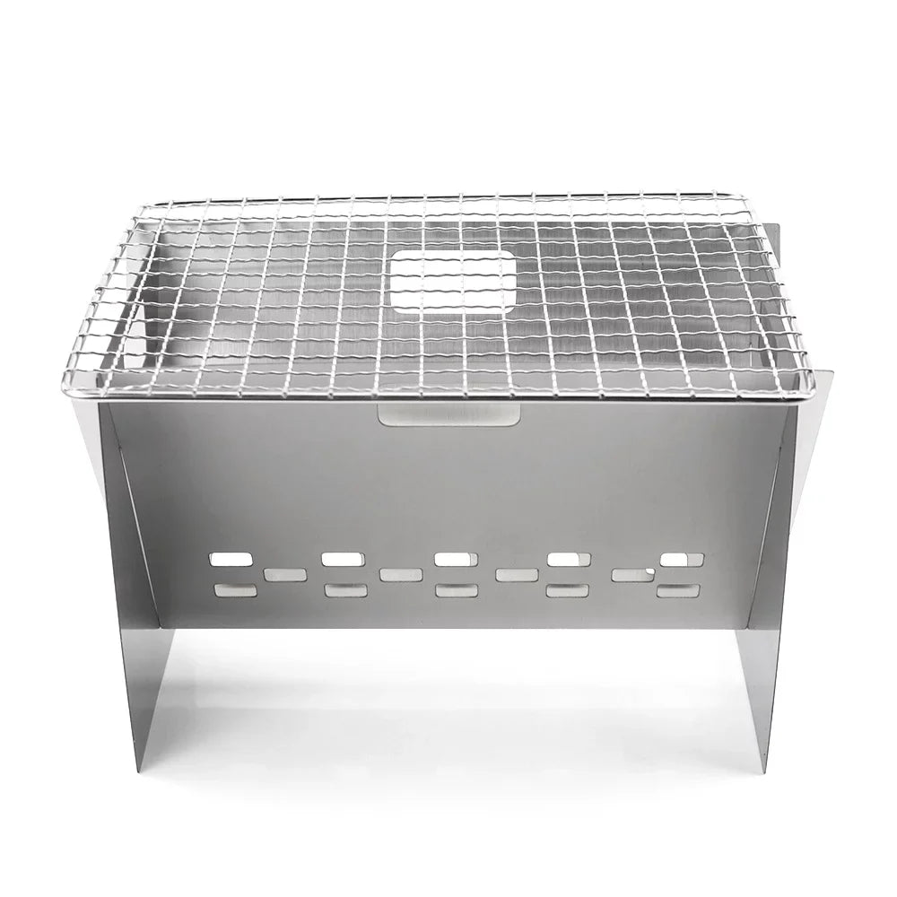 Radirus Stainless Steel Wood Burning Stove, Portable Folding Camping Cooking Stove with Grill PLatitudee, Perfect for Outdoor BBQs and Cooking