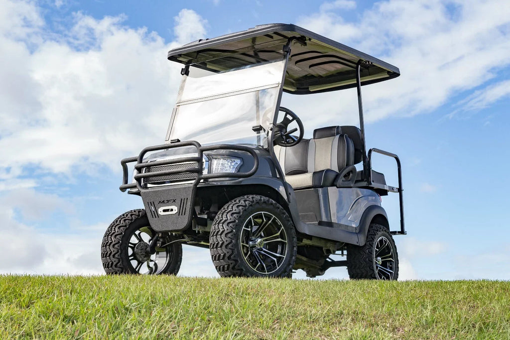 MadJax Tsunami Golf Cart Front Seat Cushions for Yamaha G29/Drive and Drive2 |Black/Liquid Silver Rush/Liquid Silver Wave |2007 - up