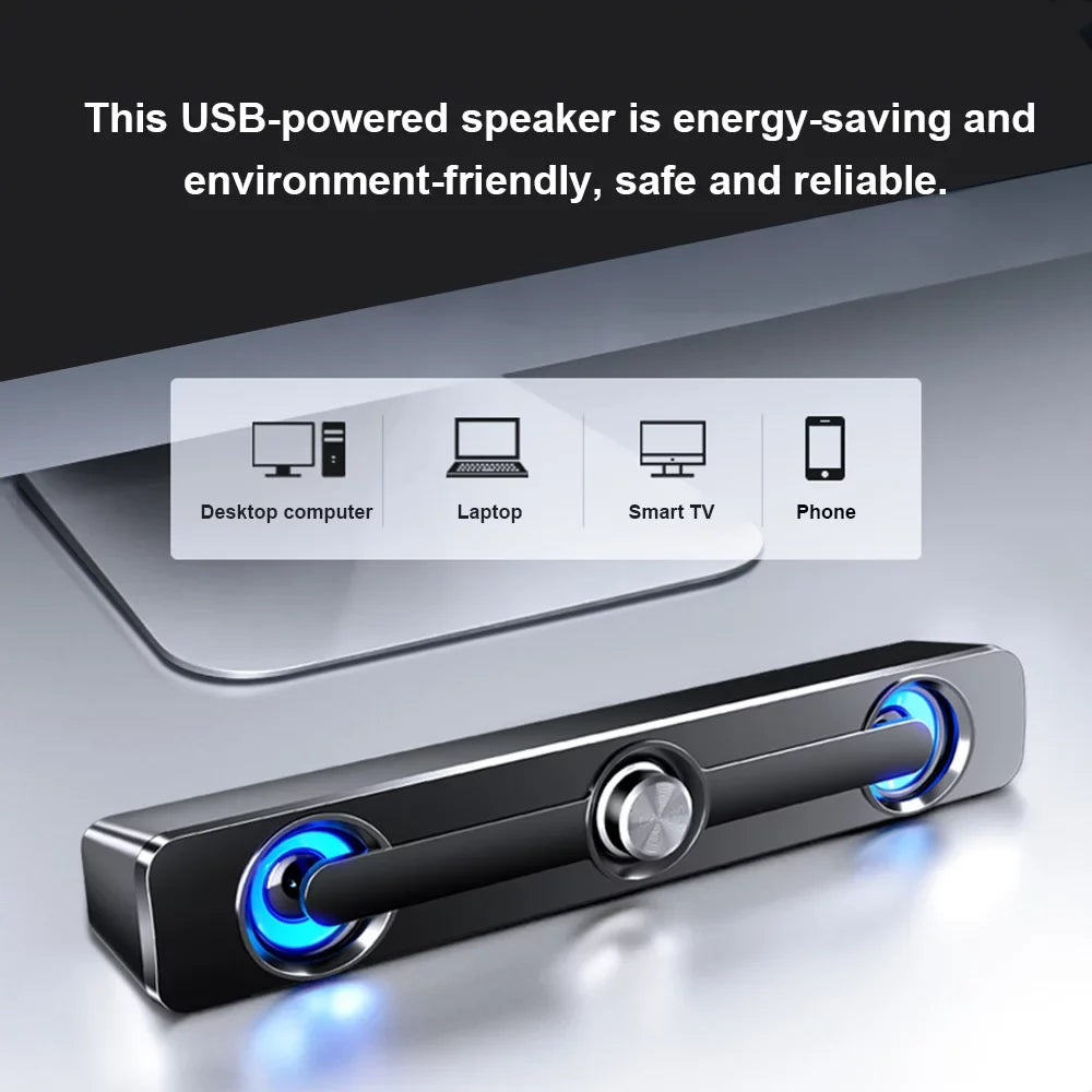 Wired Speaker, V-111 Computer Speaker USB Wired Powerful Bar Stereo Subwoofer Bass Speaker Surround Sound Box for PC Laptop Phone Tablet MP3 MP4