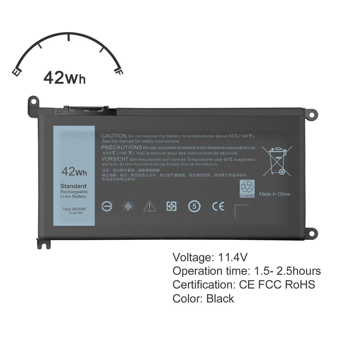 4Cell WDX0R Laptop Battery for Dell Inspiron 13-5000 13-7000 15-5000 15-7000 NEW