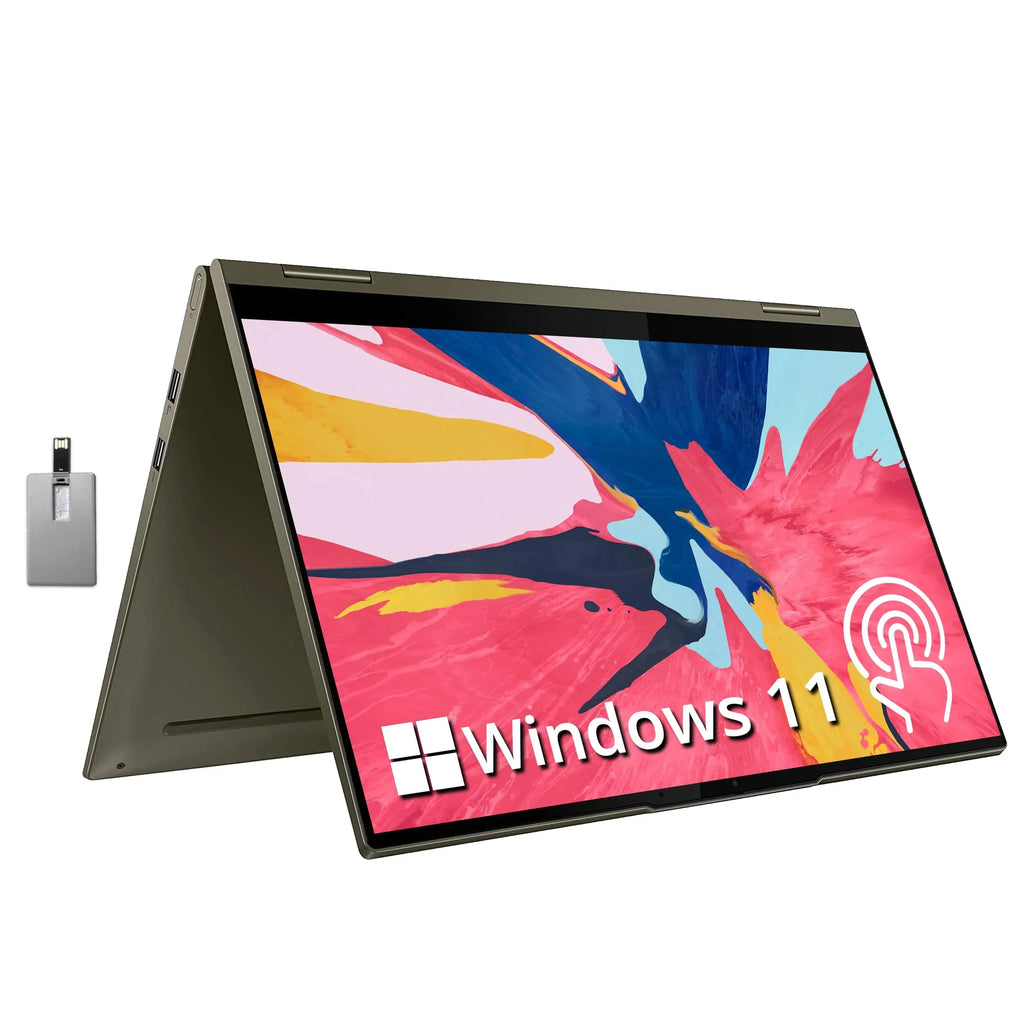 LENOVO Yoga 7i 2-in-1 360° 15.6" Touch Screen Laptop, Intel Evo PLatitudeform Core i7 1165G7, 12GB RAM, 1TB PCIe SSD, Intel Iris Xe Graphics, Backlit Keyboard, Win 11, Dark Moss, 32GB USB Card