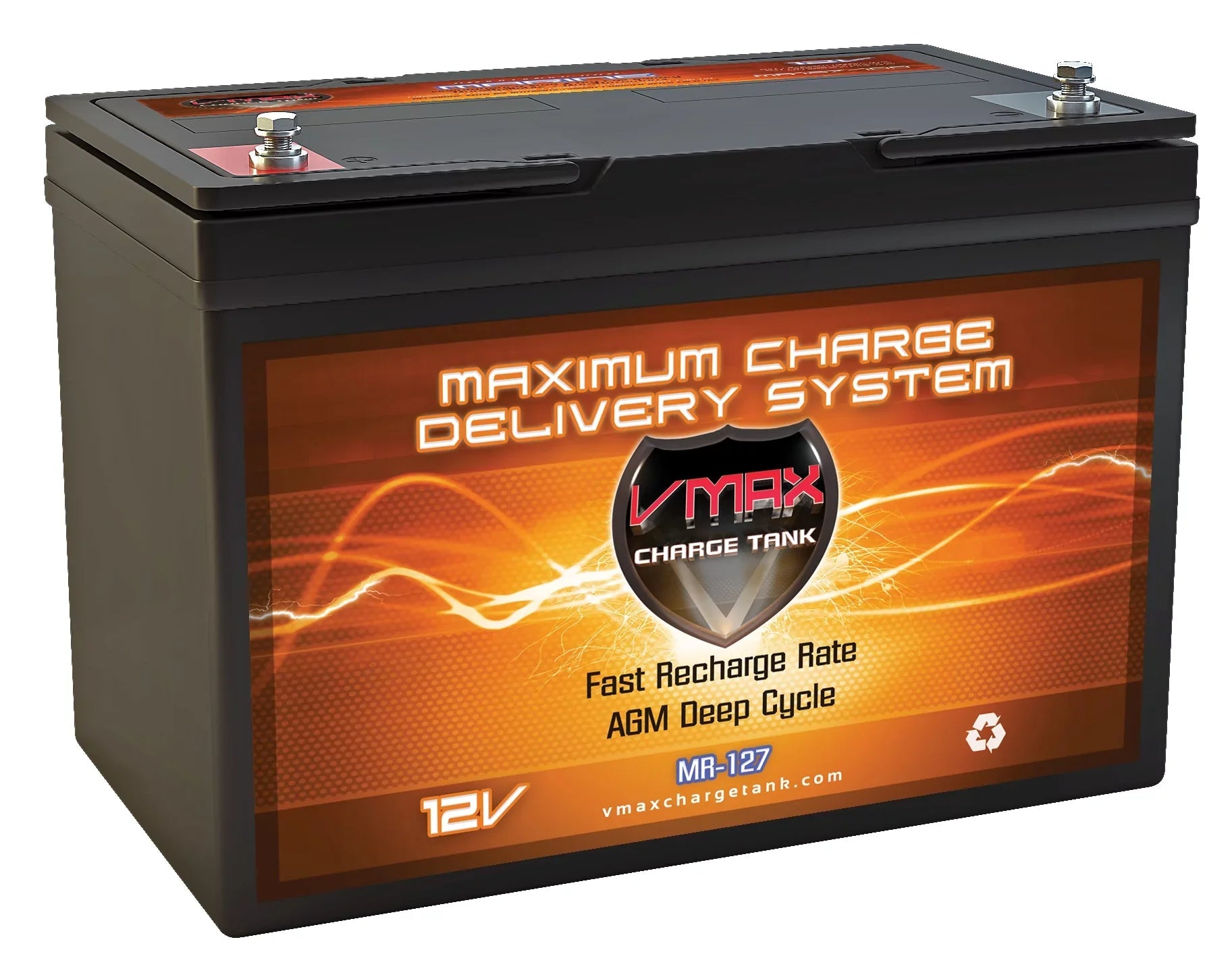 VMAX MR127-100 12V 100Ah AGM Deep Cycle Marine Battery for 12 Volt 45 Pound 45lb Thrust 12V Trolling Motors