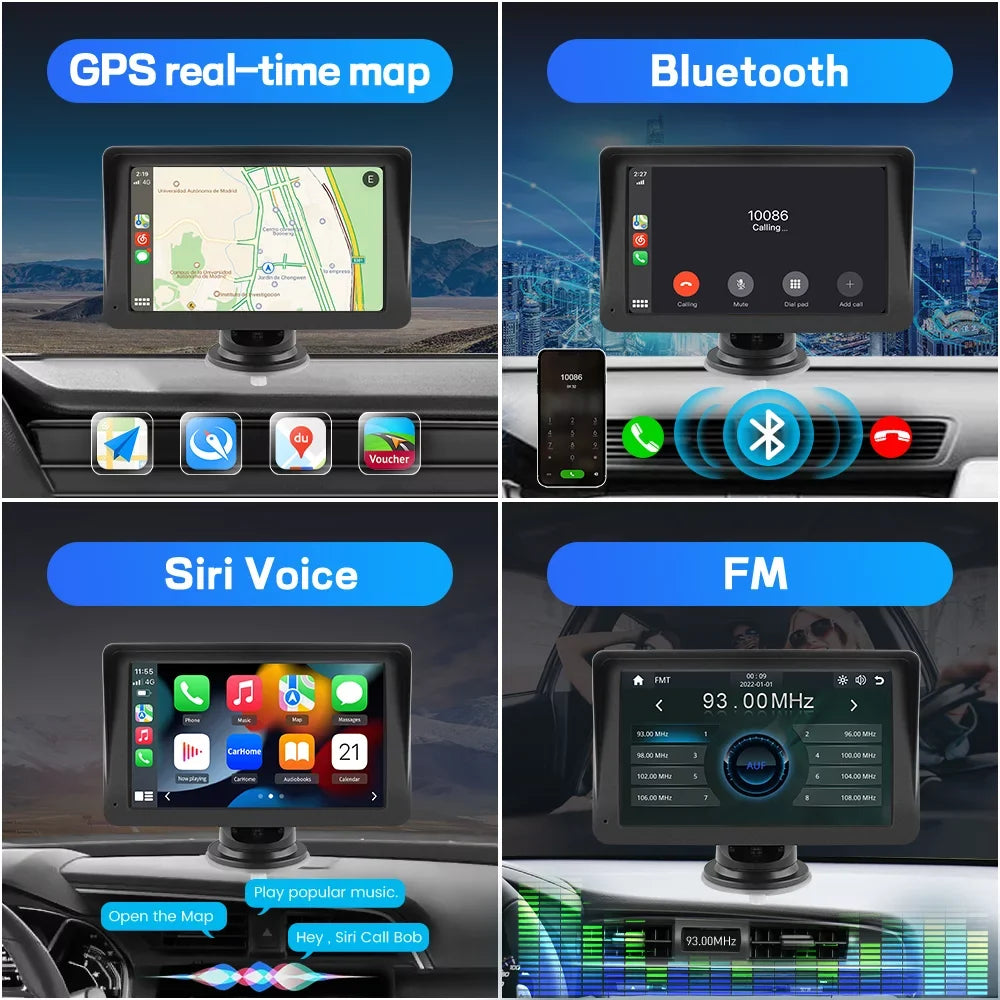 Awesafe 7 inch Touch Screen Wireless Apple Carplay Car Stereo with Android Auto Support Bluetooth , GPS Navigation,FM Audio, Music, Video