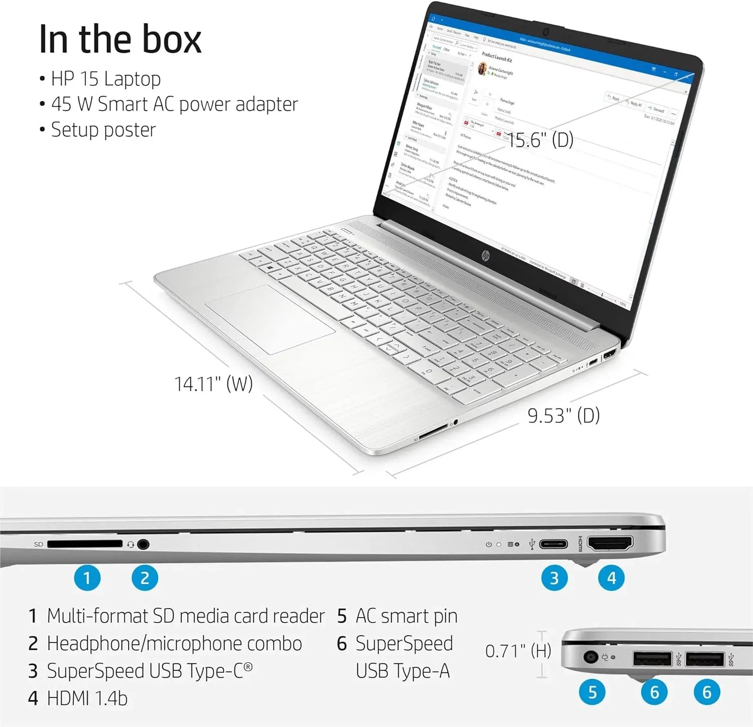HP 15 15.6" Full HD Business Laptop Computer, Intel 4-core i5-1135G7, 32GB RAM, 1TB PCIe SSD, Iris Xe Graphic, Wi-Fi 6, BT 4.2, Natural Silver, Windows 11 Home