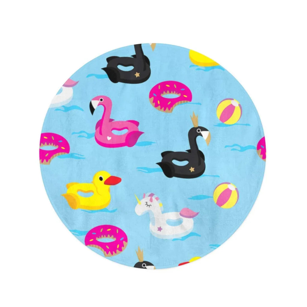 KDAGR 60 inch Round Beach Towel Blanket Blue InfLatitudeable Pattern Floats in The Water Colorful Duck Travel Circle Circular Towels Mat Tapestry Beach Throw