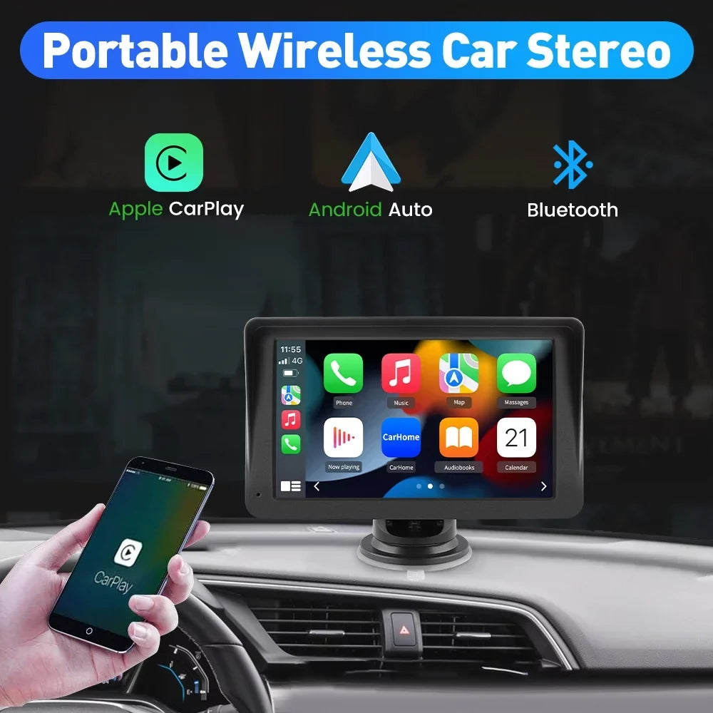 Awesafe 7 inch Touch Screen Wireless Apple Carplay Car Stereo with Android Auto Support Bluetooth , GPS Navigation,FM Audio, Music, Video