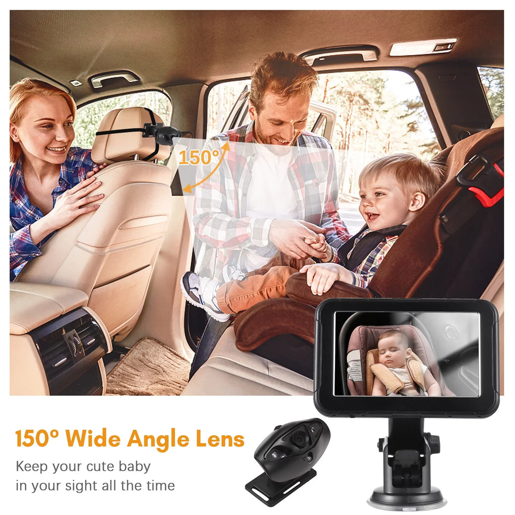 moobody Baby Car Monitor 1080P High Definition Monitor Camera for Baby Rear Facing Seat 5 Inch Car Seat Mirror Display 150° Wide View Night Vision Baby Car Mirror Camera Easy InstalLatitudeion