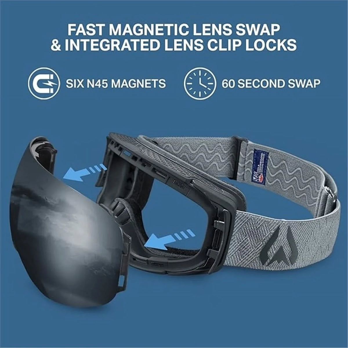 Pre-Owned Wildhorn Roca Ski Goggle, Stealth/Jet Black, Junior (Used - Like New)