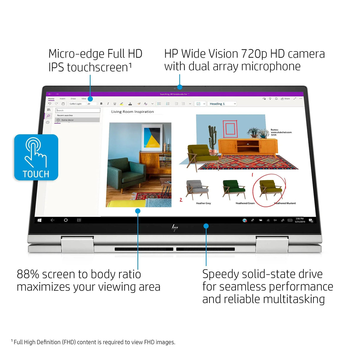 HP 2021 Envy 2-in-1 Laptop 15.6 inch FHD Touchdisplay 11th Gen Intel i5-1135G7 Iris Xe Graphics 16GB DDR4 1TB NVMe SSD WI-FI 6 Win 10 Home Fingerprint Backlit Keyboard w/ 32GB USB