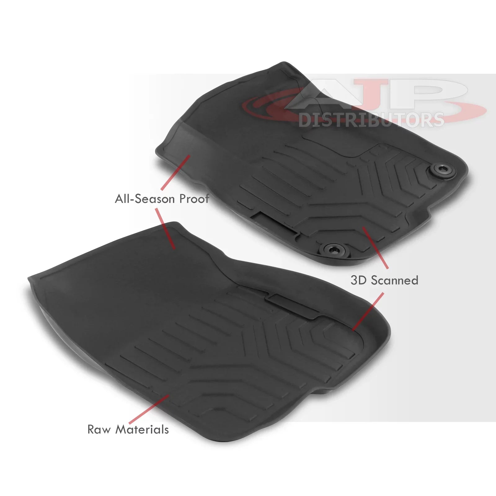 AJP Distributors 3-Piece All Weather Season Proof Guard TPE Rubber Floor Mats Liner Front Rear Set Compatible/Replacement For Honda CR-V CRV SUV RW RT 2017 2018 2019 2020 2021 2022 17 18 19 20 21 22