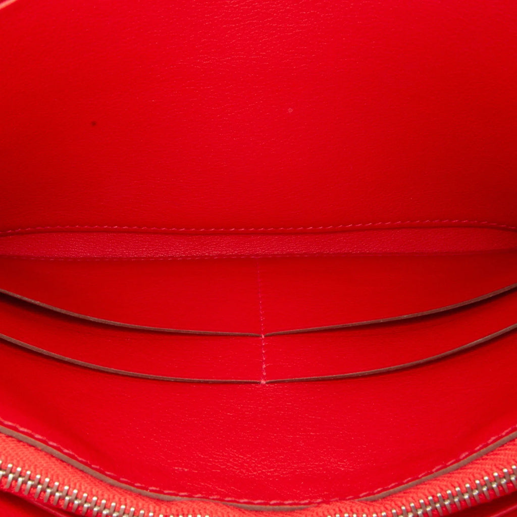 Pre-Owned Authenticated Hermès Swift Jige Duo Wallet Calf Leather Red Long Wallets Unisex (Good)