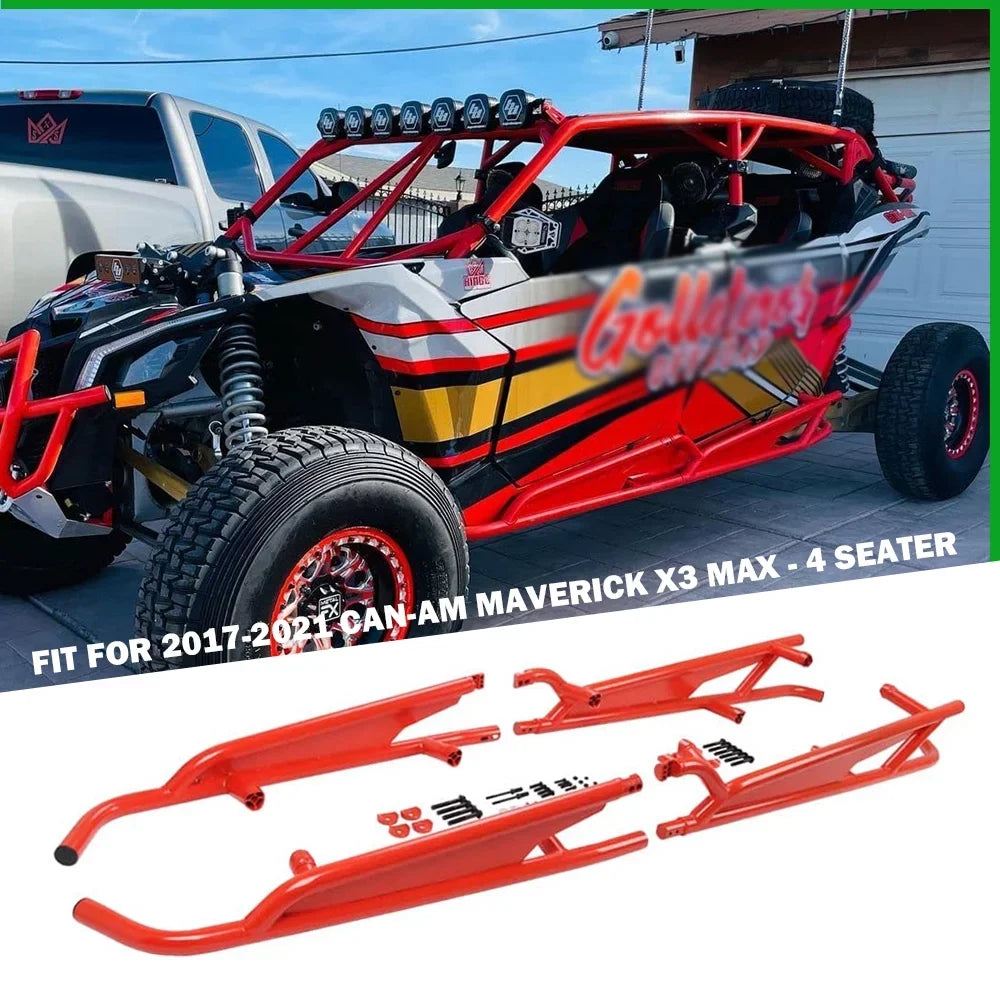 ELITEWILL Nerf Bars Rock Sliders for 2017-2021 Can-Am Maverick X3 Max - 4 Seater RED