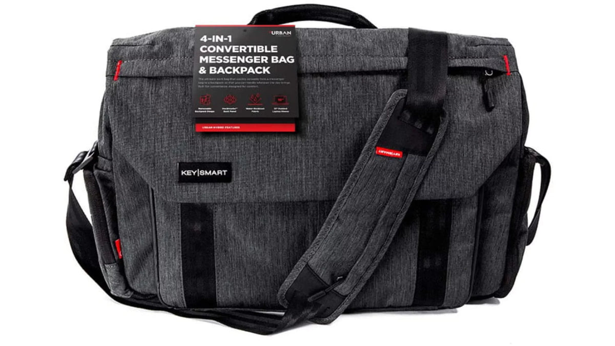 KeySmart Urban Union Hybrid Carrying Case (Messenger/Briefcase/Backpack) for 15" to 16" Apple MacBook Pro, Notebook, Black