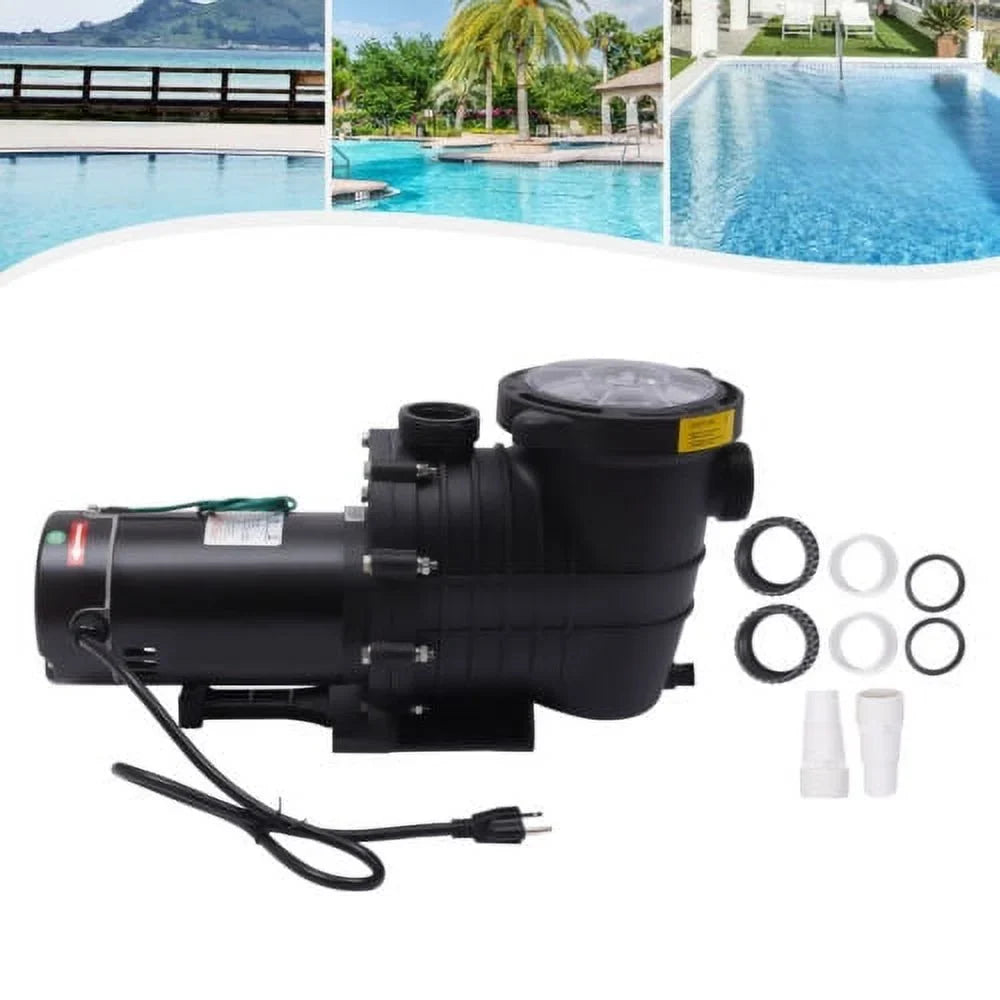 Wuzstar 2HP Pool Pump In/Above Ground Swimming Pool Pumps Motor W/Strainer 410-300L/min 118GPM, 110-120V
