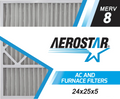 Aerostar 24x25x5 MERV  8, Carrier Replacement Pleated Air Filter, 24x25x5, Box of 2