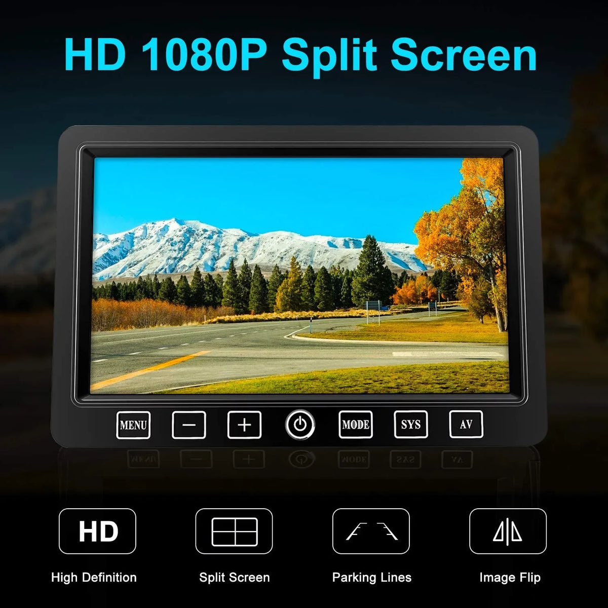 Fookoo HD 1080P 7" Wireless Backup Camera, 7-inch Dual/Quad Split Screen Monitor w/ Recording Touch Button, Supports 4 Cameras, IP69 Waterproof Rear View Cam Parking Lines for RV/Trailer/Truck (DW701)