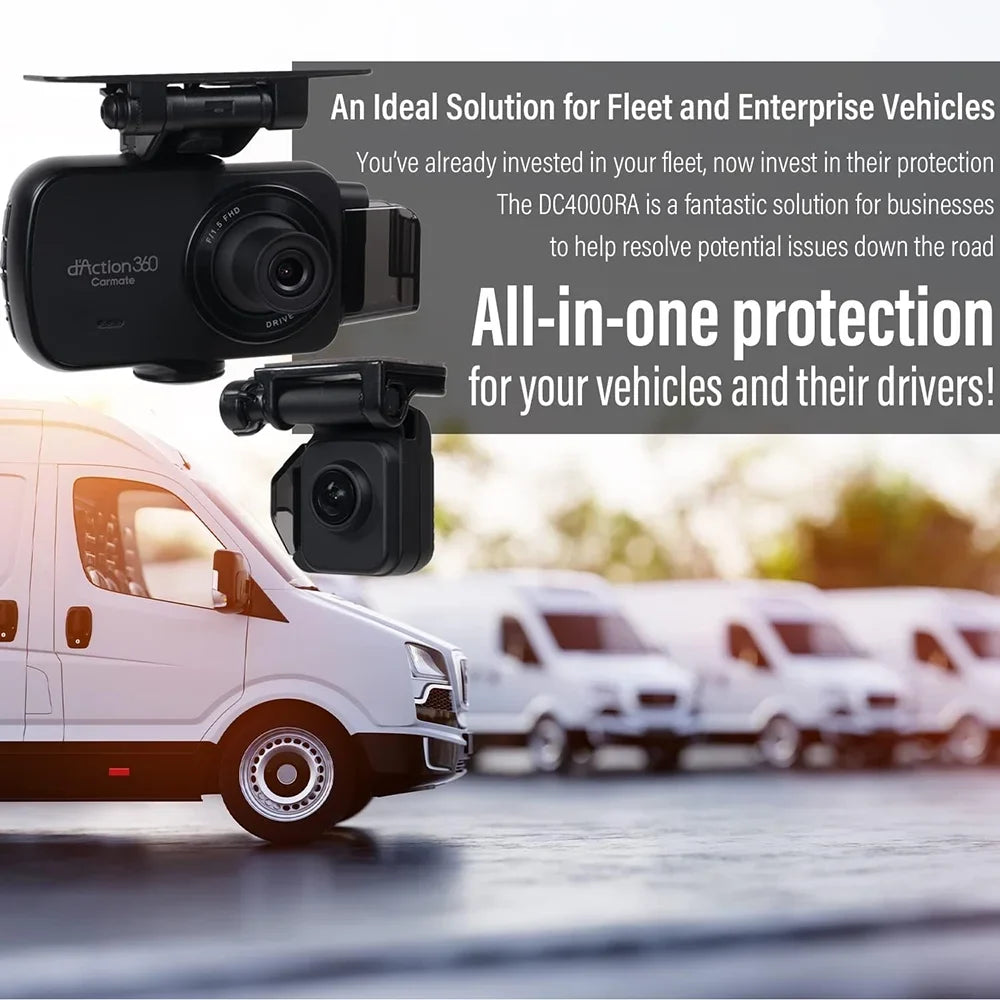 Razo Dash Cam DC4000RA, Simultaneous 3-Ch 360-Degree Recording, Records All Surroundings at Once, Covering All Blind Spots, Built-in GPS, G-Sensor Impact Detection with 32GB microSD Card - (Open Box)