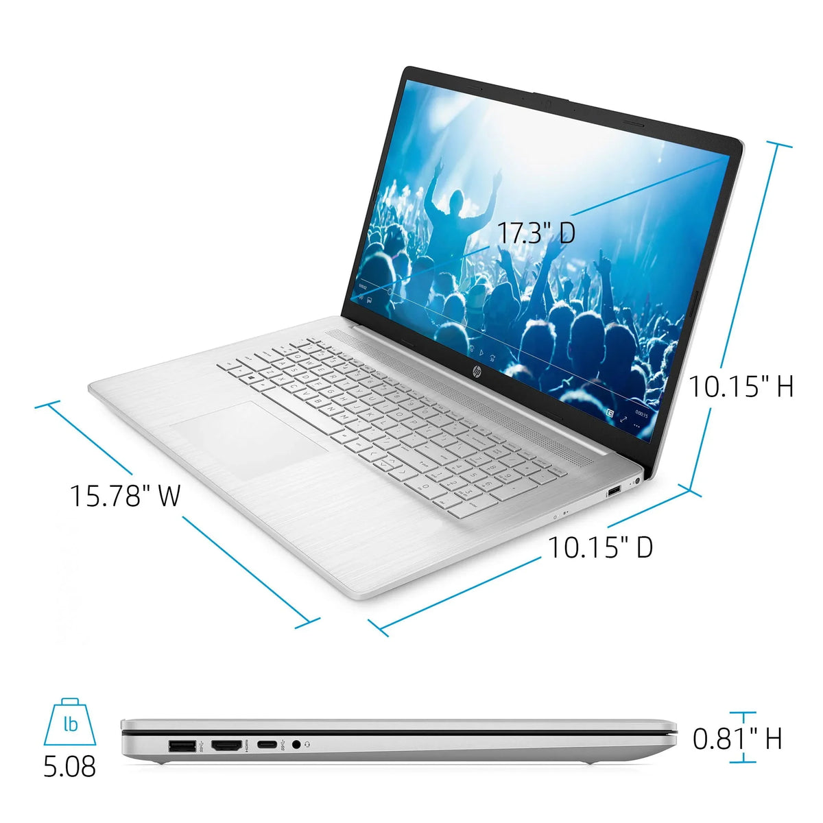 HP High Performance Business Laptop (2022) | 17.3" FHD (1920 x 1080) IPS | 11th Intel i5-1135G7 4-Core Iris Xe Graphics | 12GB DDR4 | 256GB SSD | Fullsize Keyboard | Windows 10 Pro | TLG 32GB USB