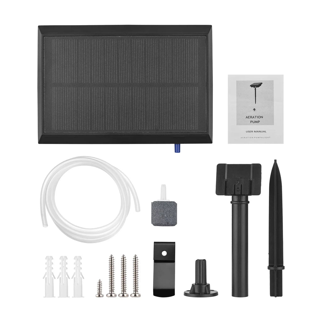 moobody 5.5V 1.5W Solar Air Pump Fish Tank Oxygenator with Aquarium Pipe & Air Bubble Stone Pond Oxygen Pump Aerator Rechargeable for Fishing Fish Tranportation Small Ponds Pools Water CircuLatitudeion