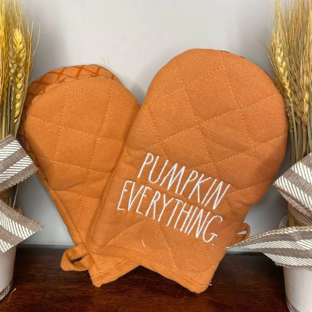 Rae Dunn PUMPKIN EVERYTHNG Mini Mitts 100% Cotton 5" X 8.5" Kitchen