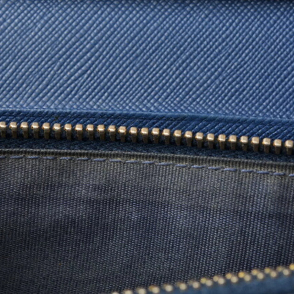 Pre-Owned Prada wallet PRADA long 1MH132 BLUETTE blue SAFFIANO FIOCCO embossed leather (Good)