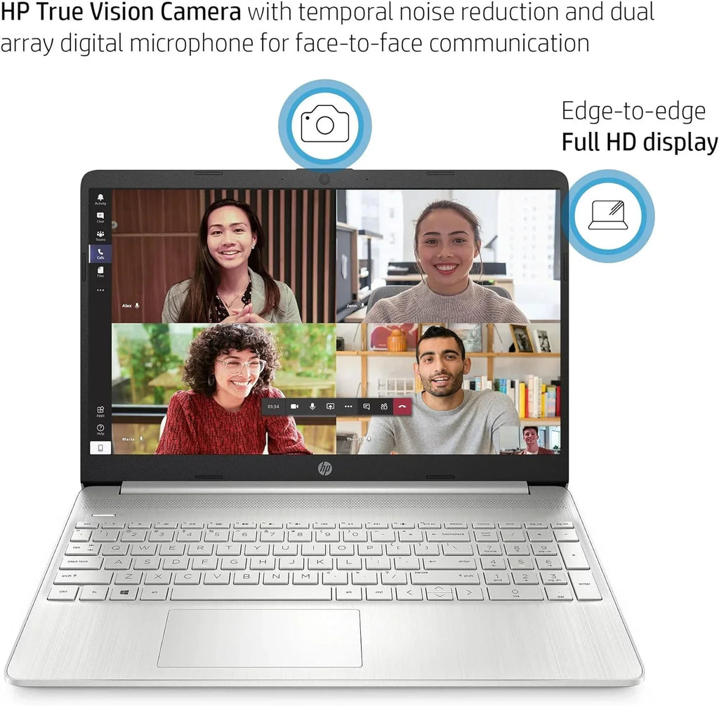 HP 15 15.6" Full HD Business Laptop Computer, Intel 4-core i5-1135G7, 32GB RAM, 1TB PCIe SSD, Iris Xe Graphic, Wi-Fi 6, BT 4.2, Natural Silver, Windows 11 Home
