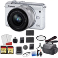 Canon EOS M200 Mirrorless Digital Camera with 15-45mm Lens (White) Kit with Spare Battery + 128GB Memory Card + More