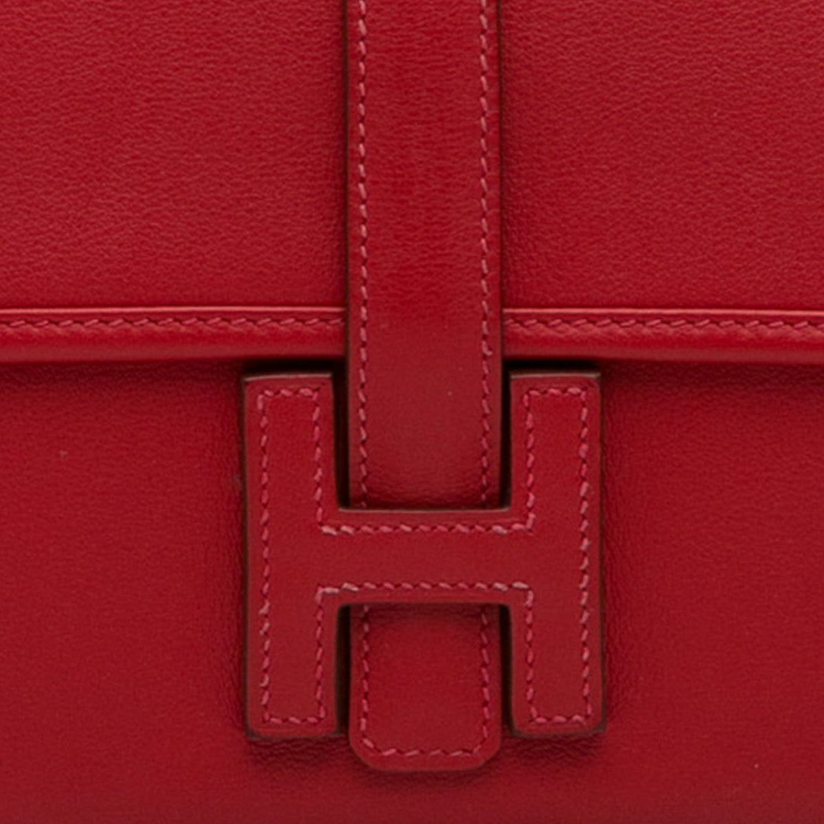 Pre-Owned Authenticated Hermès Swift Jige Duo Wallet Calf Leather Red Long Wallets Unisex (Good)