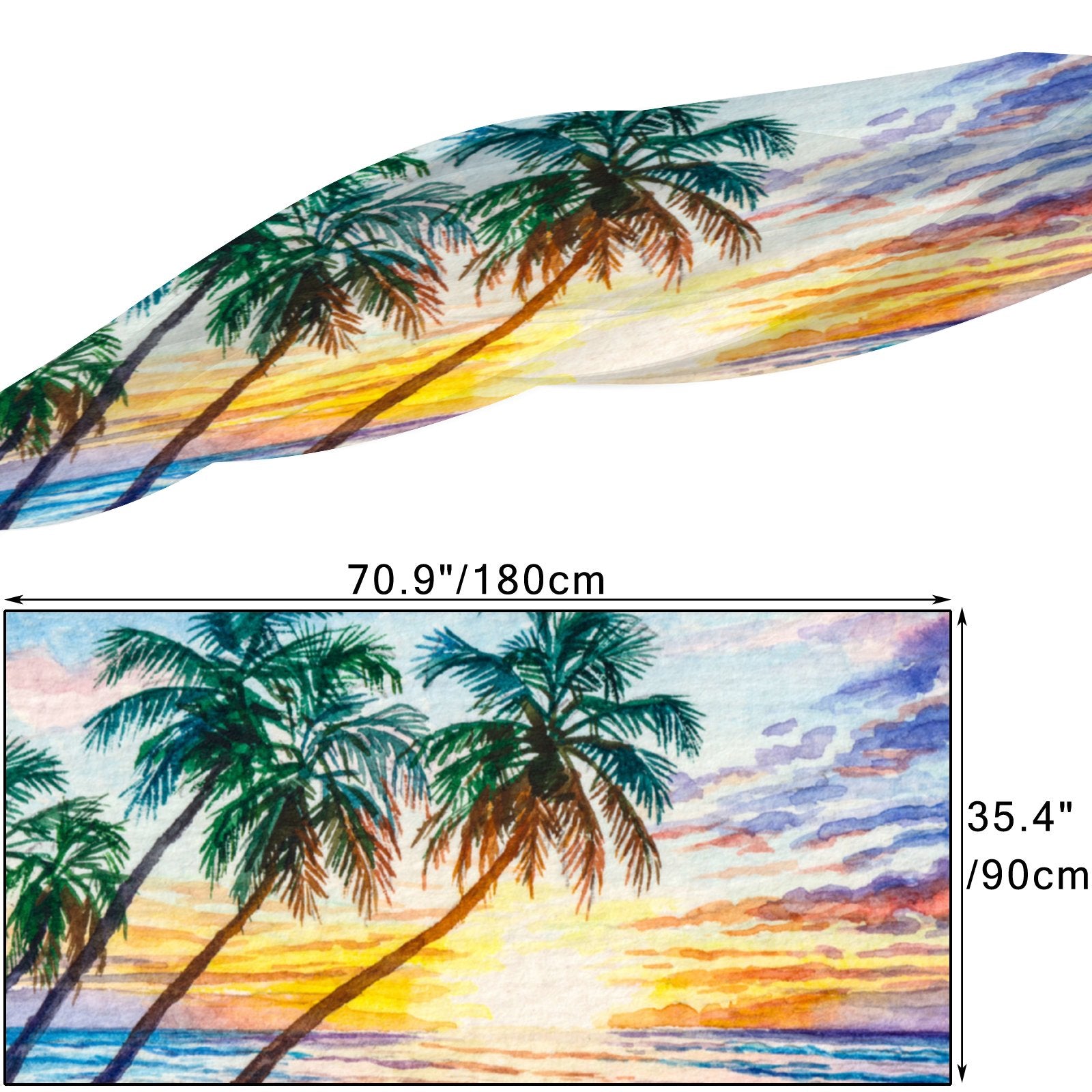 FREEAMG Seascape Sunset Silk Long Scarf for Women Large Oblong Sundisplay Shawls Wraps Neck Headscarf Hair Wraps Gift Packed
