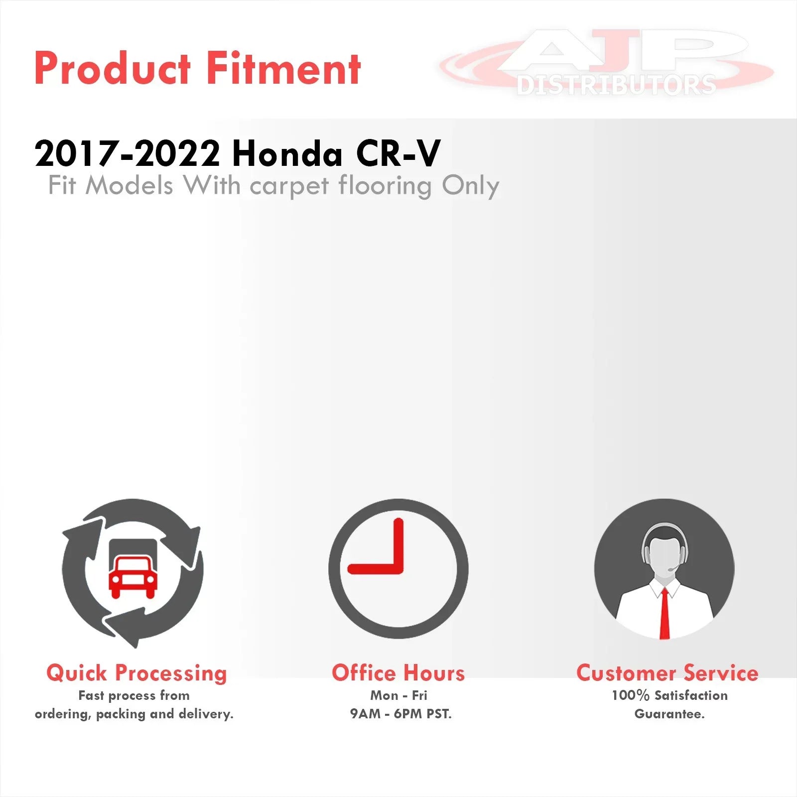 AJP Distributors 3-Piece All Weather Season Proof Guard TPE Rubber Floor Mats Liner Front Rear Set Compatible/Replacement For Honda CR-V CRV SUV RW RT 2017 2018 2019 2020 2021 2022 17 18 19 20 21 22