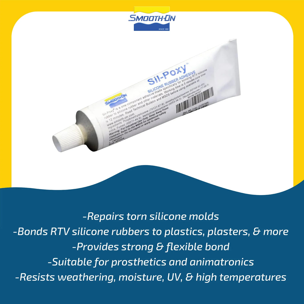 SIL-Poxy - Silicone Rubber Adhesive - 3 Ounce Tube