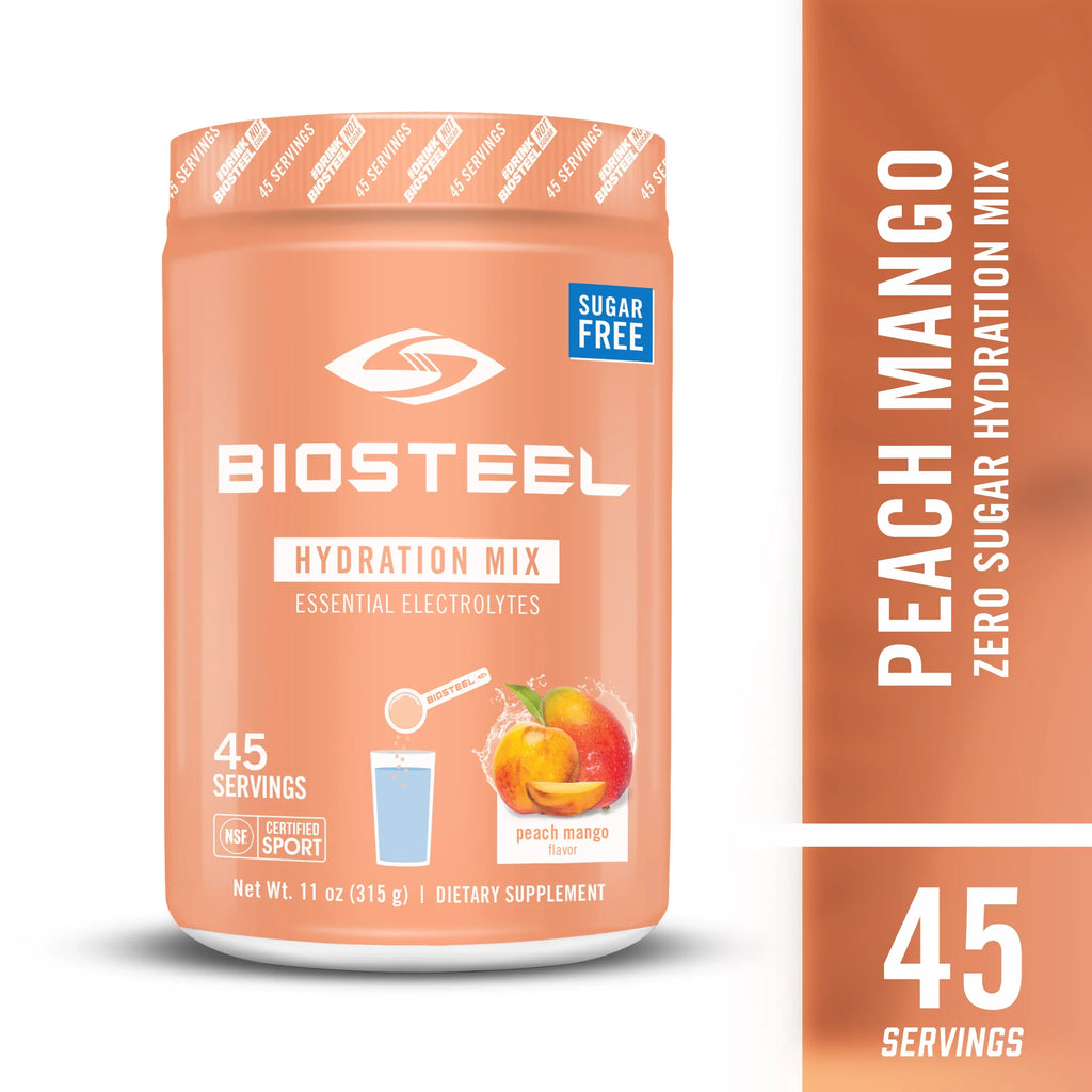 BioSteel Zero Sugar Hydration Mix, Great Tasting Hydration with 5 Essential Electrolytes, Peach Mango Flavor, 45 Servings per Tub