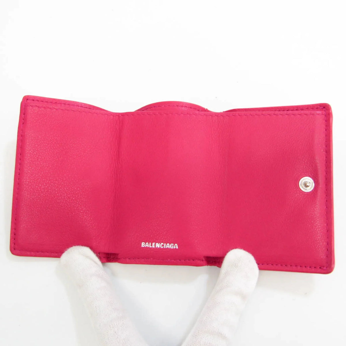 Pre-Owned Balenciaga Papier Mini 391446 Women's Leather Wallet (tri-fold) Pink (Good)