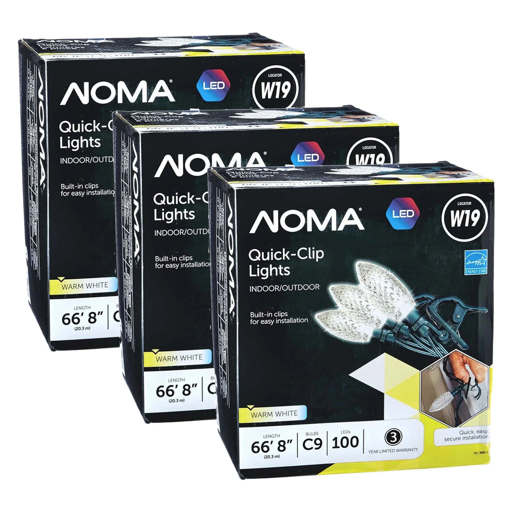 NOMA Quick Clip C9 LED 100 Warm Bulbs Christmas String Lights (3 Pack)