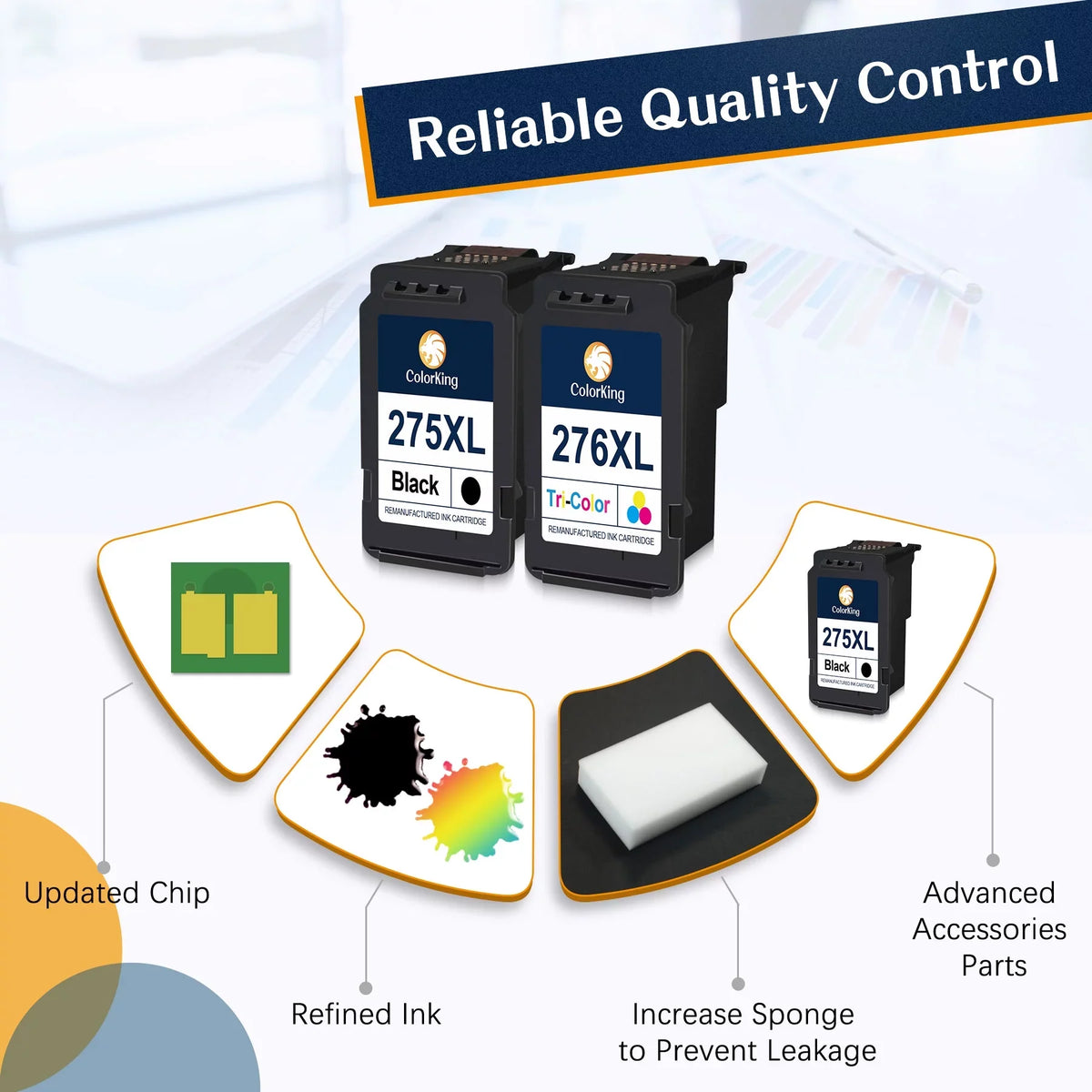 275XL 276XL Ink Cartridge Replacement for Canon PG-275 CL-276 275 276 Combo XL Compatible with Canon PIXMA TS3520 TS3522 TS3500 TR4720 TR4722 TR4700 Printer(2 Black, 1 Color)