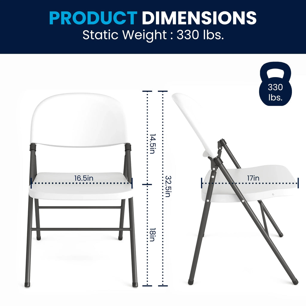 Flash Furniture HERCULES Series 330 lb. Capacity Granite White Plastic Folding Chair with Charcoal Frame