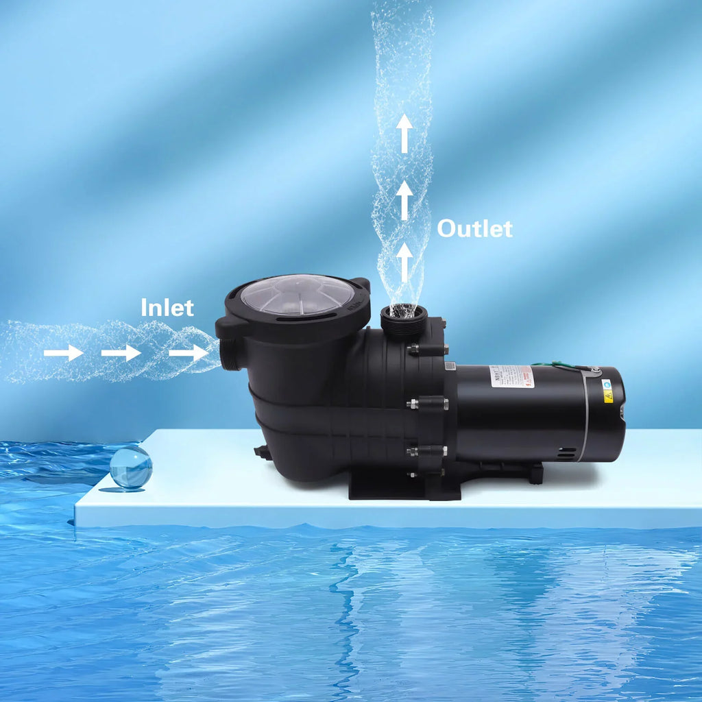 Wuzstar 2HP Pool Pump In/Above Ground Swimming Pool Pumps Motor W/Strainer 410-300L/min 118GPM, 110-120V