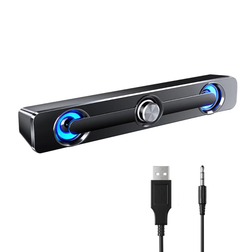 Wired Speaker, V-111 Computer Speaker USB Wired Powerful Bar Stereo Subwoofer Bass Speaker Surround Sound Box for PC Laptop Phone Tablet MP3 MP4