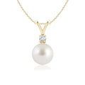 Angara South Sea Cultured Pearl V-Bale Pendant Necklace for Women, Girls in 14K Yellow Gold (Grade-AAA|Size-8mm) June Birthstone Jewelry Gifts for Her Birthday, Wedding, Engagement, Valentines Day