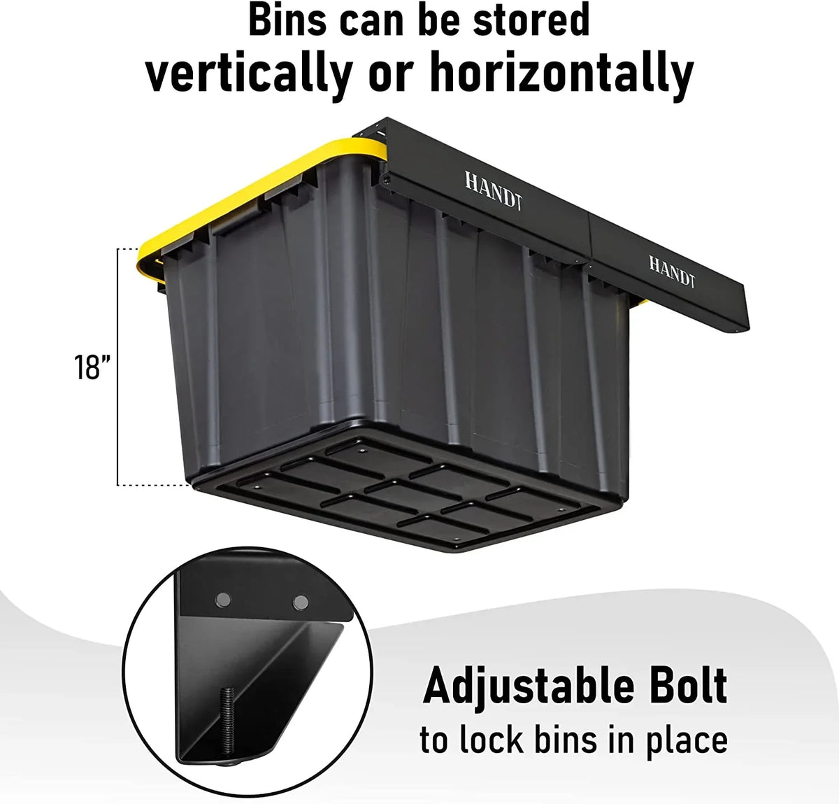 Overhead Garage Storage Rack, Ceiling Racks, Bin Organization System, Heavy Duty Metal Rack For Container, Supports Most Bins (Black, 4 Sets)