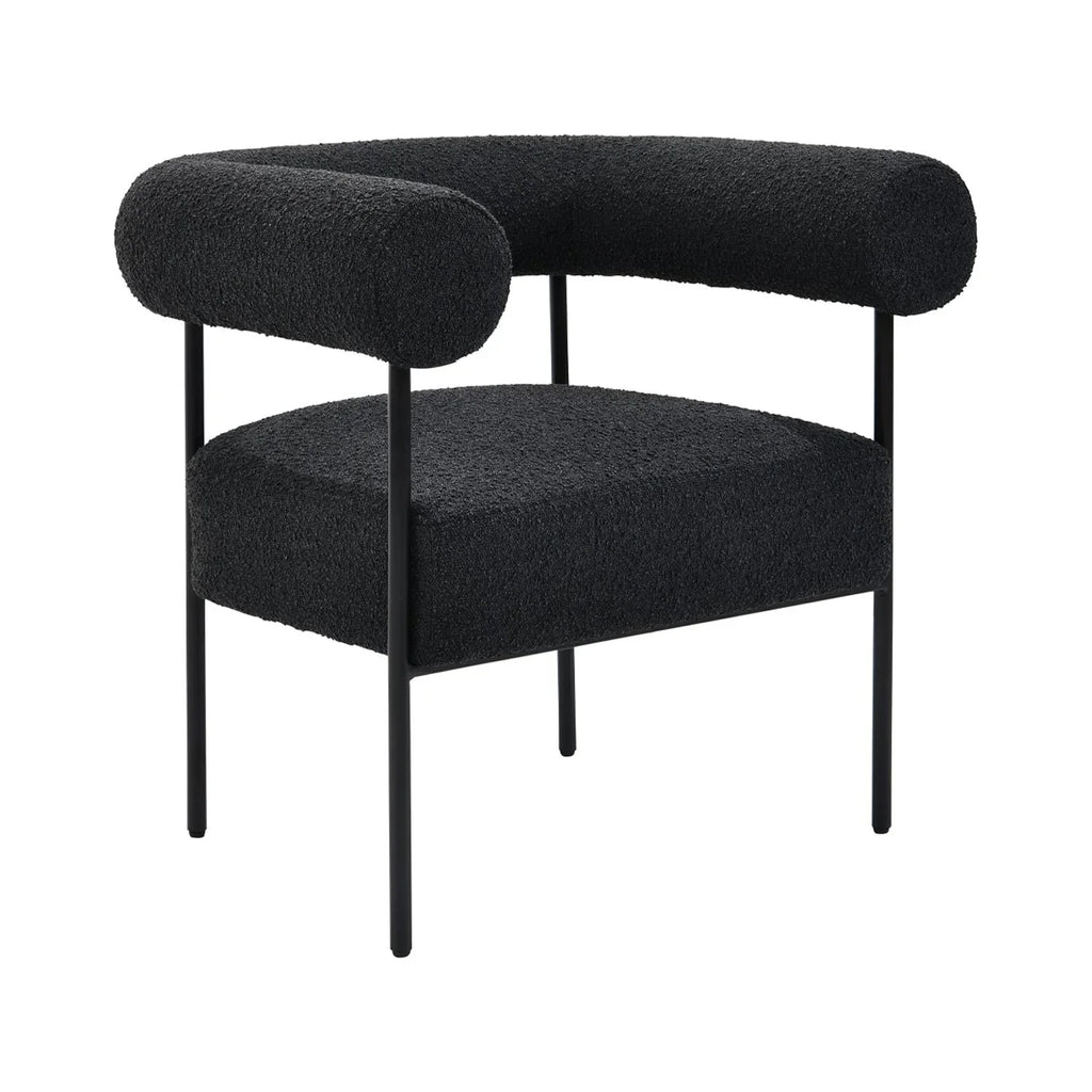 Palma Black Boucle Metal Arm Chair